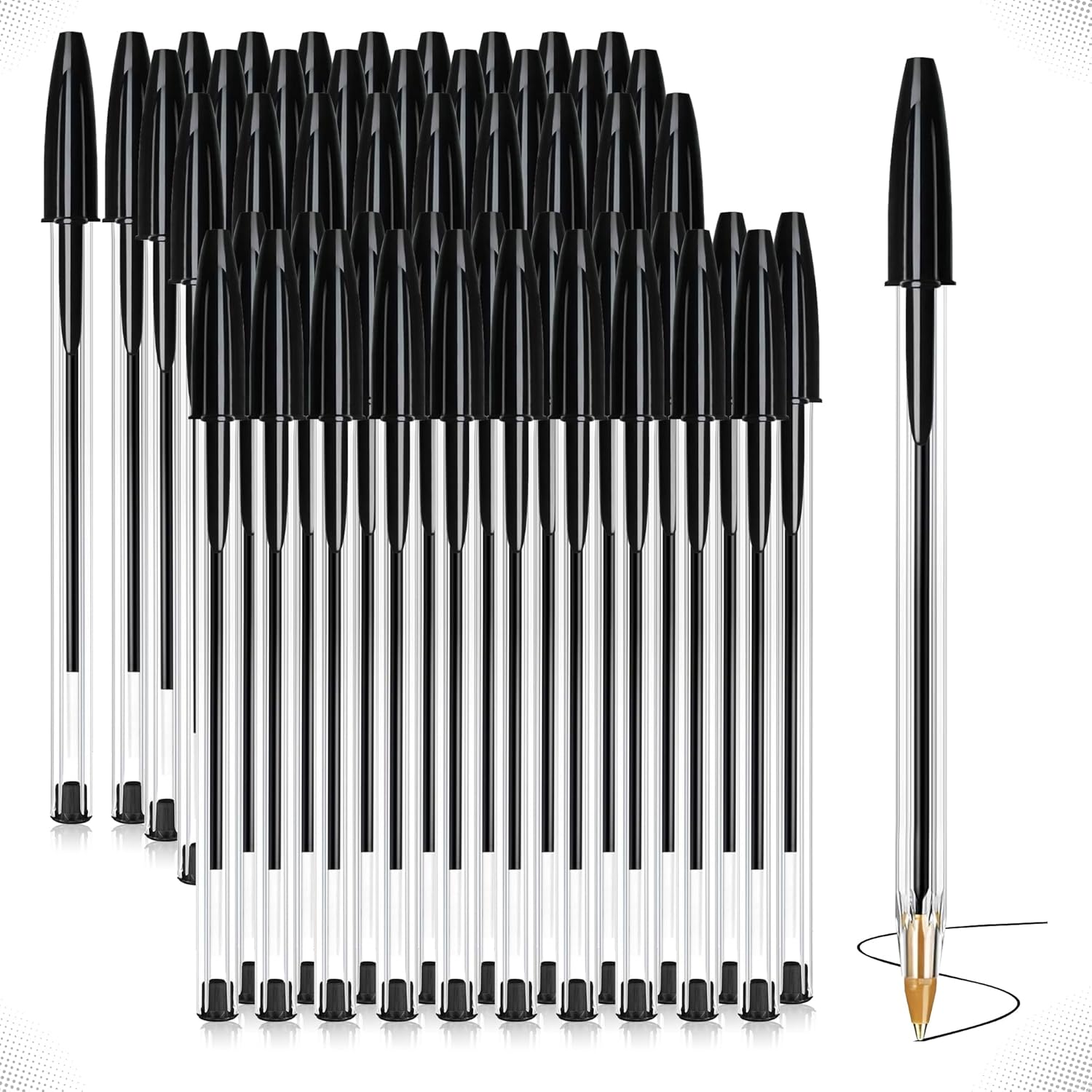 G4GADGET 50 Pack Black Ballpoint Pens – Medium Tip for Smooth, Smudge-Free Writing – Long-Lasting Ink – Comfortable Grip for Office, School & Home Use