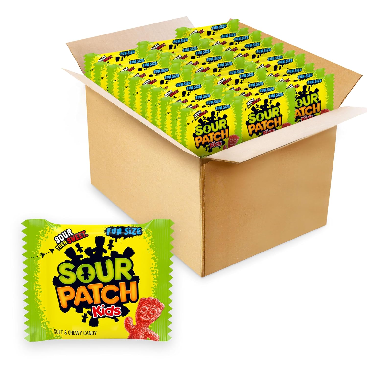 SOUR PATCH KIDS Soft & Chewy Gummy Candy, Bulk Candy, 140 Snack Packs