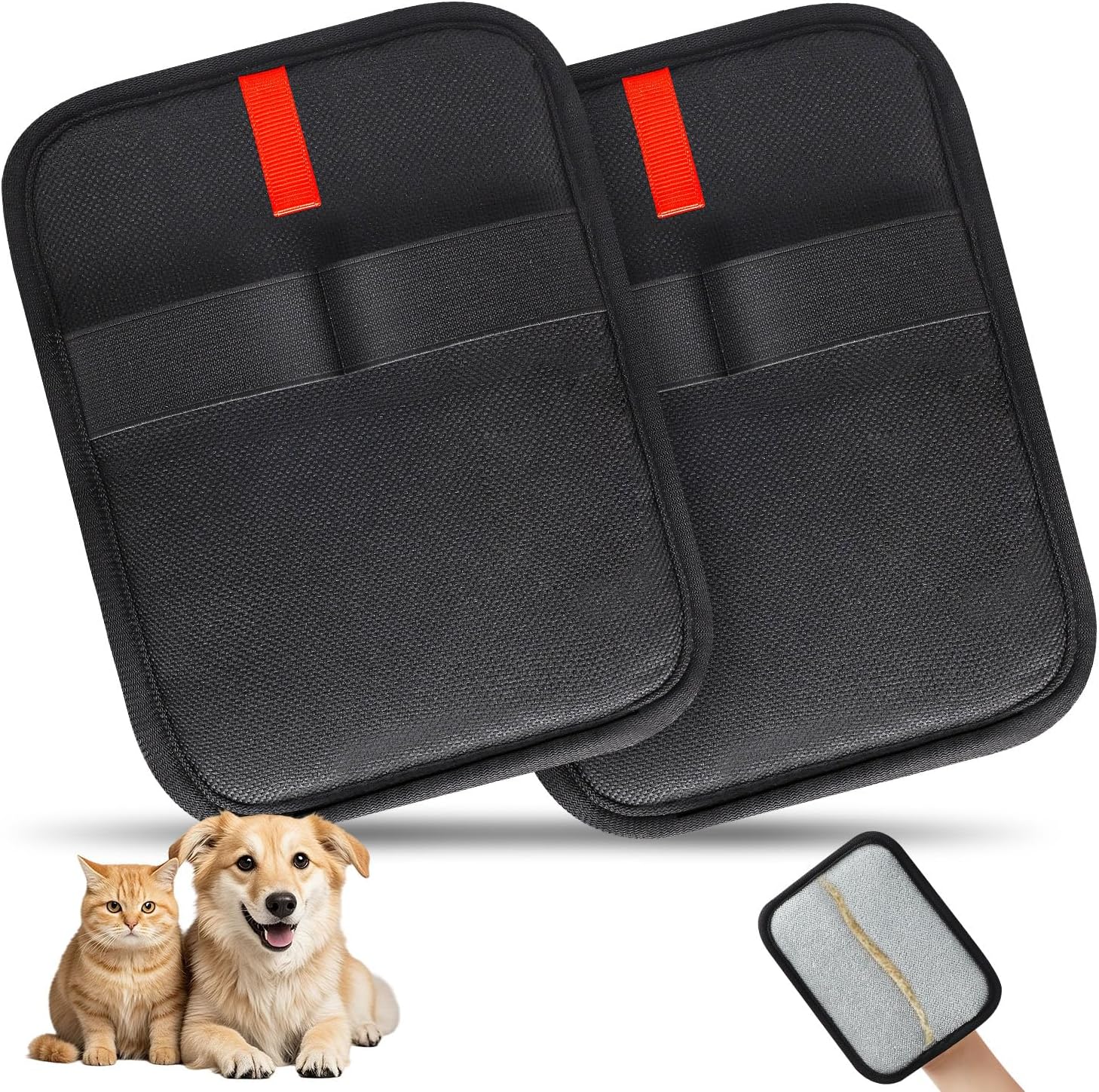 2 Pcs Static Pet Hair Removal Gloves, Reusable Electrostatic Pet Cat Dog Hair Remover Grooming Gloves Brush Tool for Couch, Furniture, Carpet, Car Seat