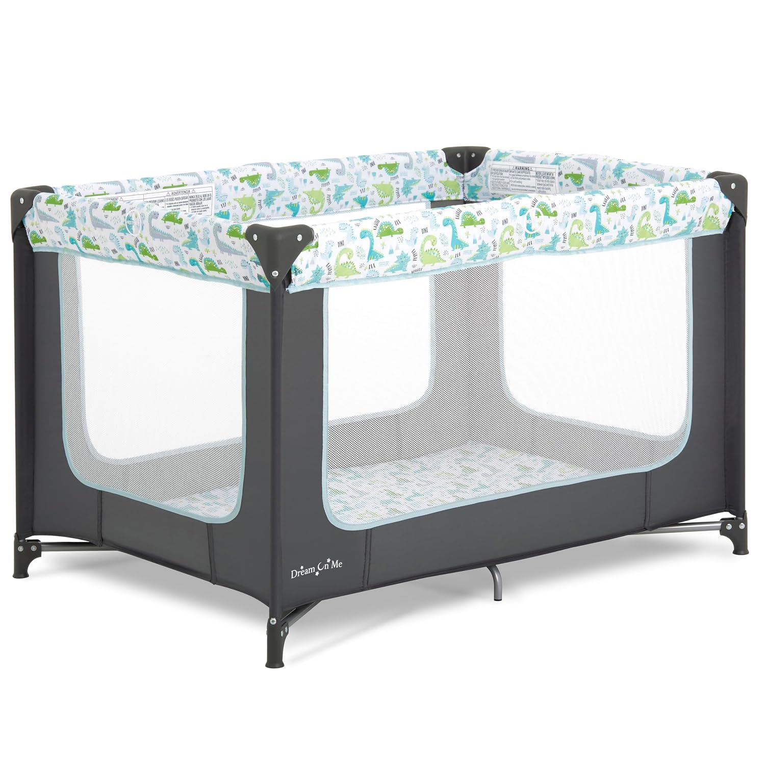 Dream On Me Zodiak Portable Playard, Compact for Travel, Carry Bag, Gray/Green