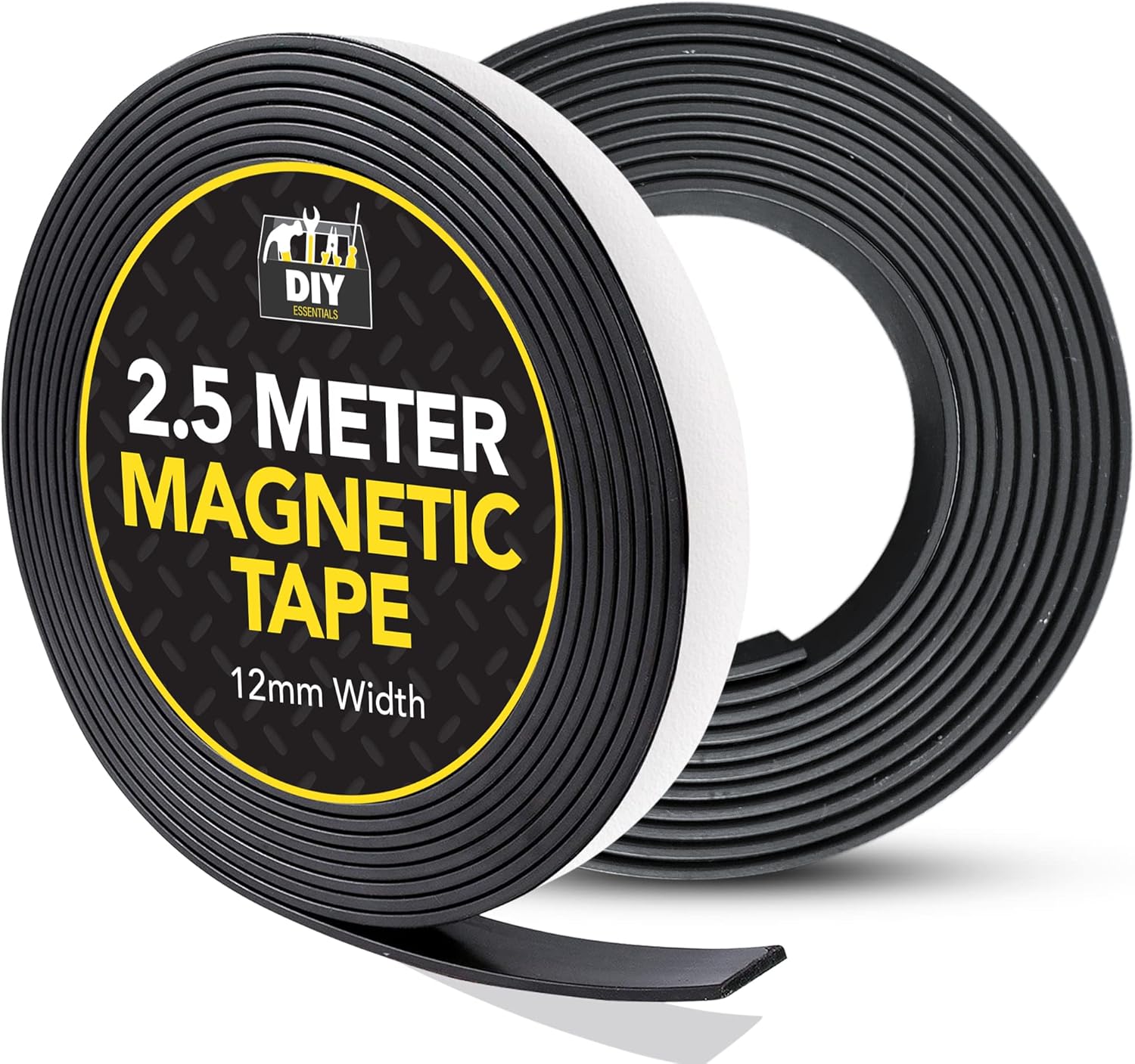 SOL 2.5 Meter Magnetic Tape - 12mm Width - Self-Adhesive Magnetic Strips - Multipurpose, Easy to Use, Ideal for DIY, Crafts, and Office Organisation