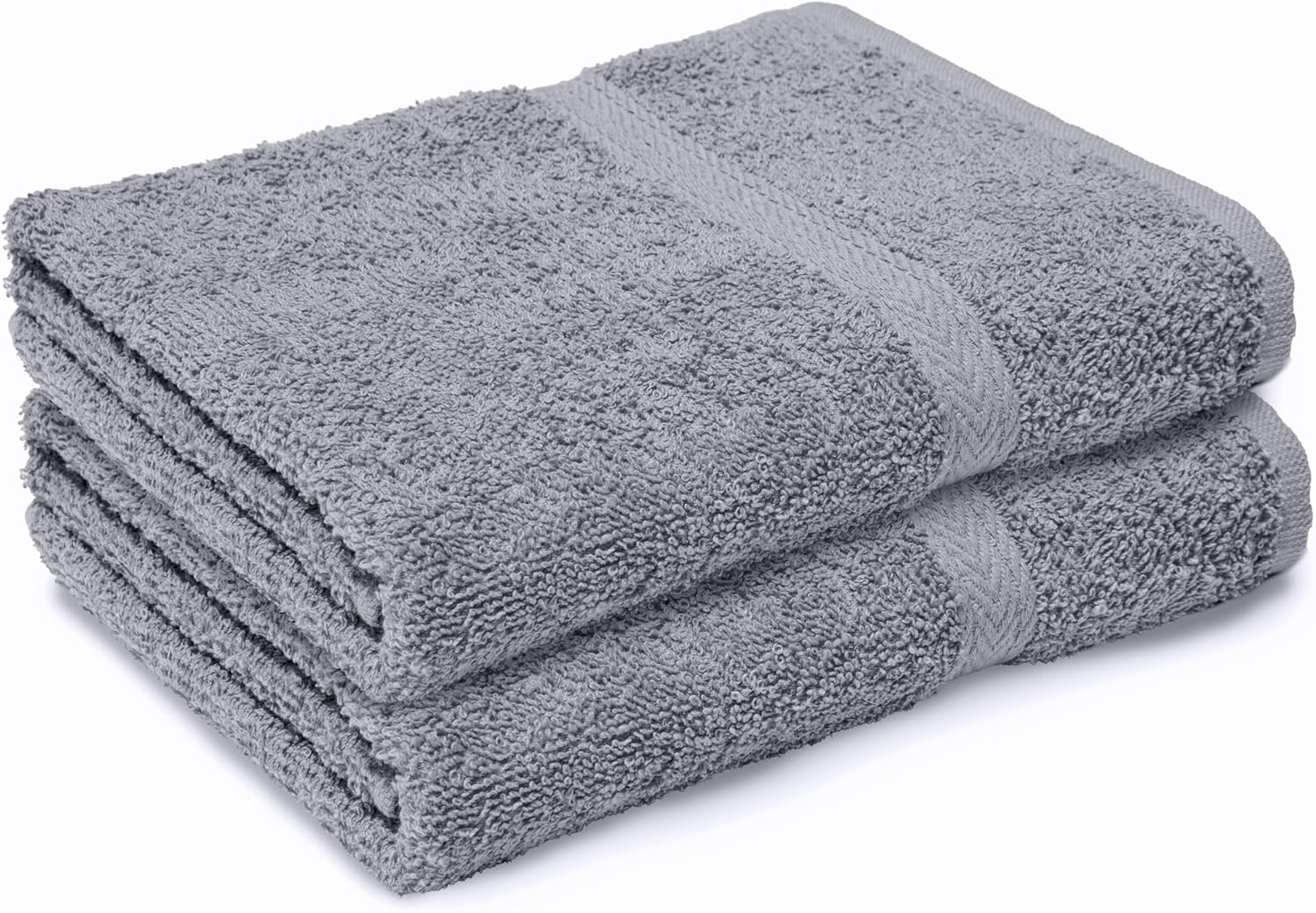 Makooz Large Bath Towels Set - 2 Pc Pack - Premium Style 100% Egyptian Cotton 500 GSM - Highly Absorbent - Quick Dry - Super Soft Feel Bathroom Linen for Home, Hotel, Spa and Daily Use (Grey 70x120CM)