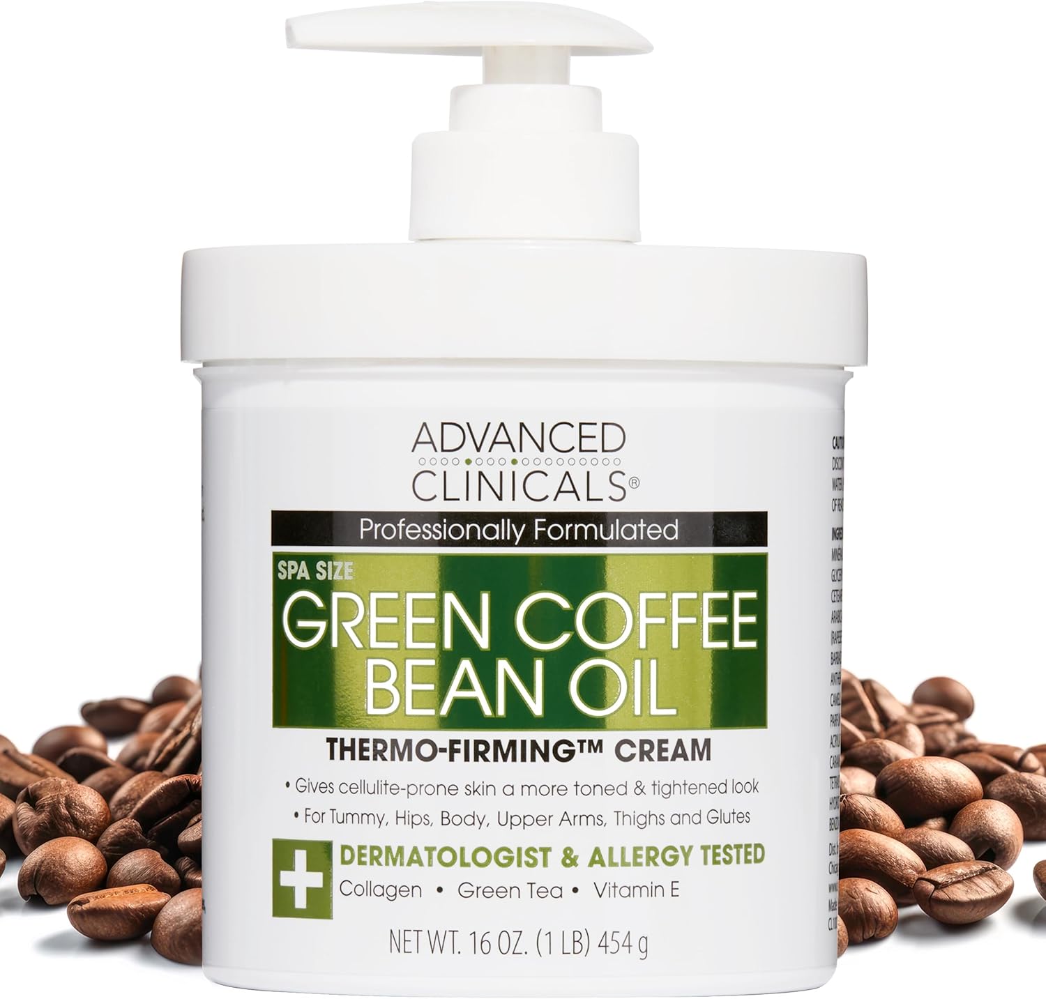 Advanced Clinicals Green Coffee Bean Oil Thermo-firming Cream 16oz Spa Size by