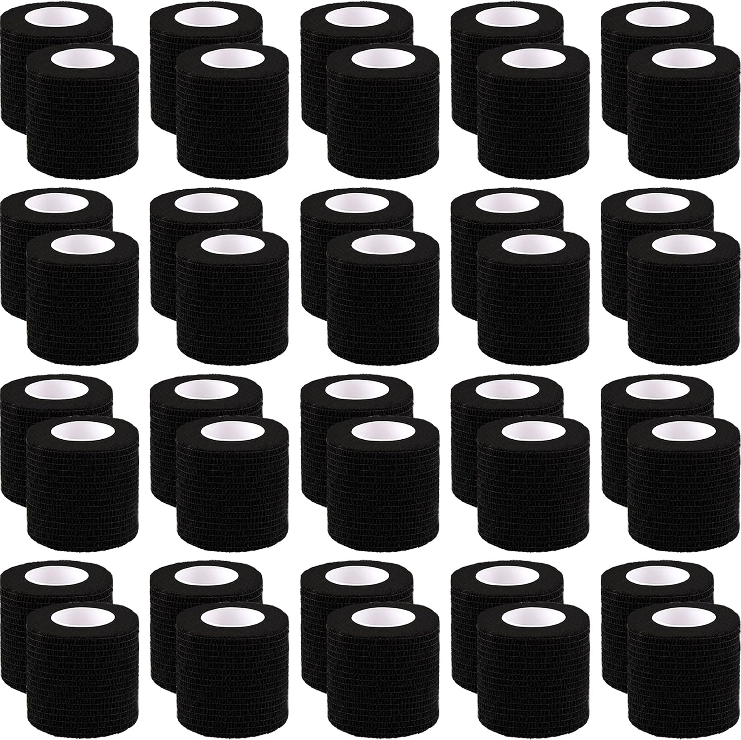 BQTQ 40 Rolls Cohesive Bandage Self Adherent Sport Wrap Tape 2 Inch x 5 Yards Stretch Bandage Wrap Athletic Tape for Human and Animals Ankle Sprains Swelling, Black