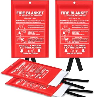 Emergency Fire Blanket for Kitchen and Home, 4 Pack 39.37”x39.37” Fiberglass Fire Safety Blankets for Survival, Suppression Fire Retardant Blanket for Fireplace Camping