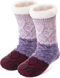 Anlisim Women Slipper Socks Non Slip Fuzzy Fluffy Thick Warm Cabin Cozy Comfy Soft Fleece Home Grips Socks
