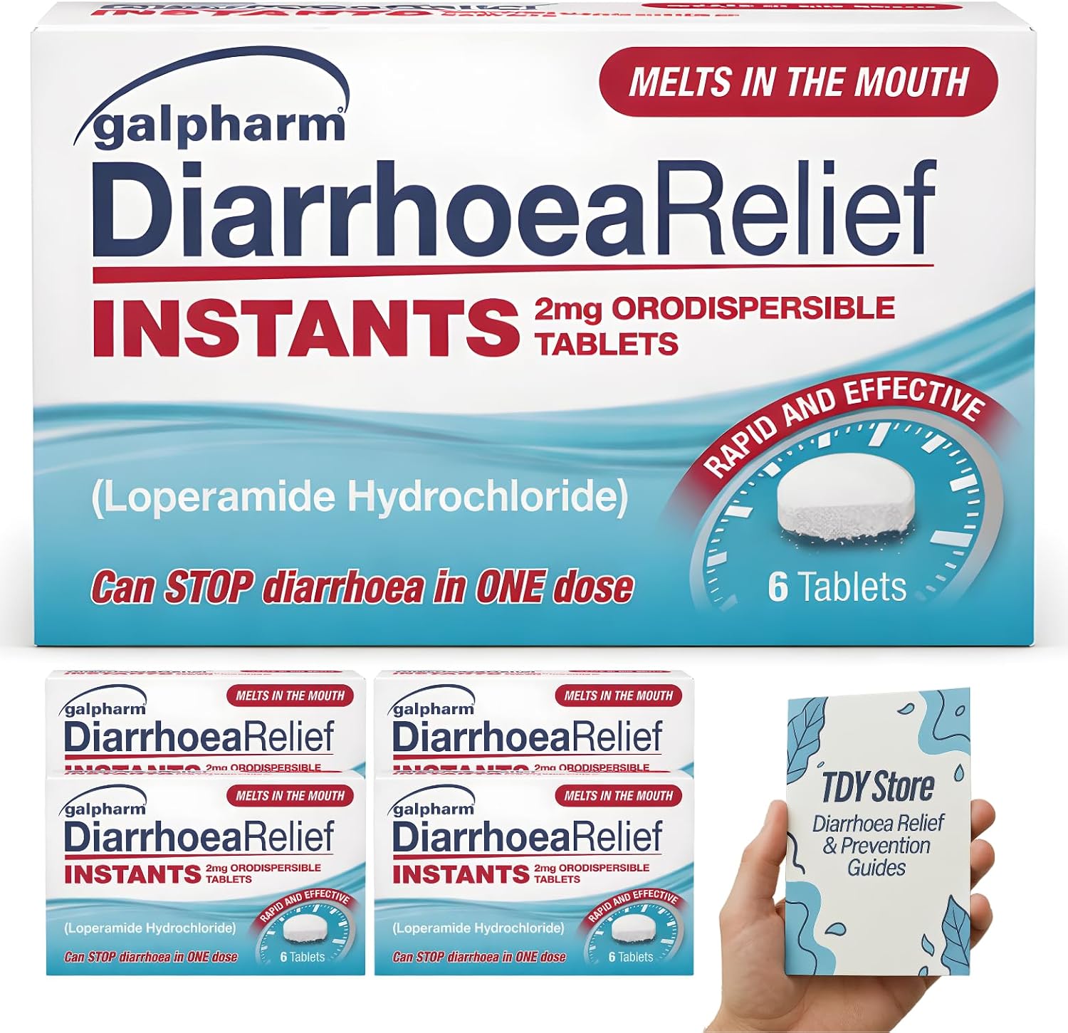 Diarrhoea Relief Instant (4 Pack), TDY Bundle Including Diarrhoea Causes & Relielf Guides + Stool Chart & Recording Chart