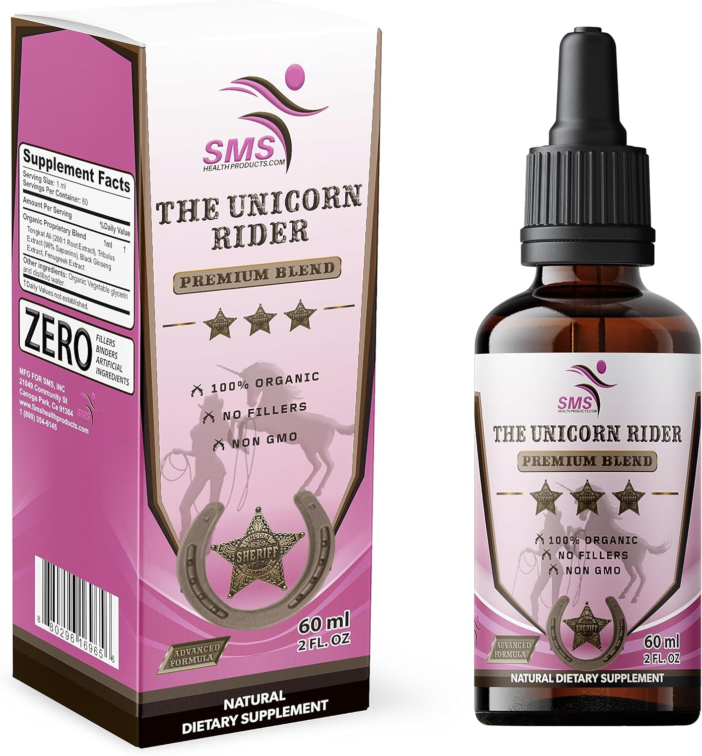 The Unicorn Rider Drops, Boost Desire with Tongkat Ali, Tribulus, Black Ginseng & Fenugreek, Vegetarian, Organic Tincture, Promotes Women's Health Supplement 2 Fl Oz