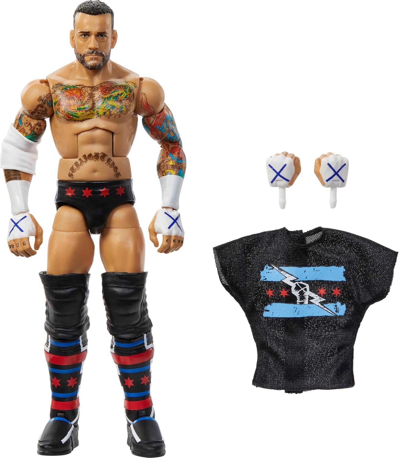 Mattel WWE Elite Action Figure & Accessories, Series #115 6-inch Collectible CM Punk with 25 Articulation Points & Swappable Hands​​