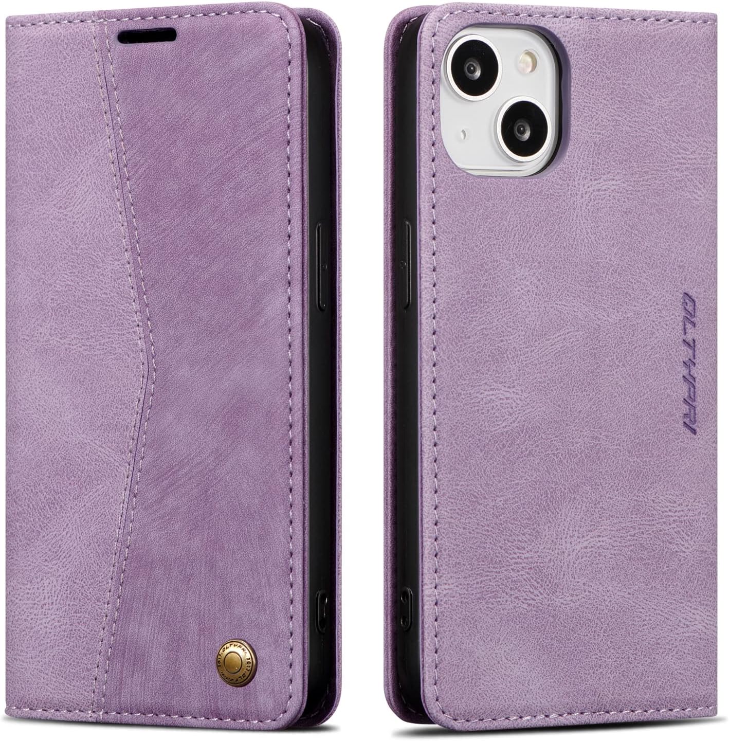 QLTYPRI Wallet Case for iPhone 14 Plus, Vintage PU Leather Folio Case with Card Slots Kickstand Magnetic Closure Shockproof Flip Phone Cover for iPhone 14 Plus - Purple