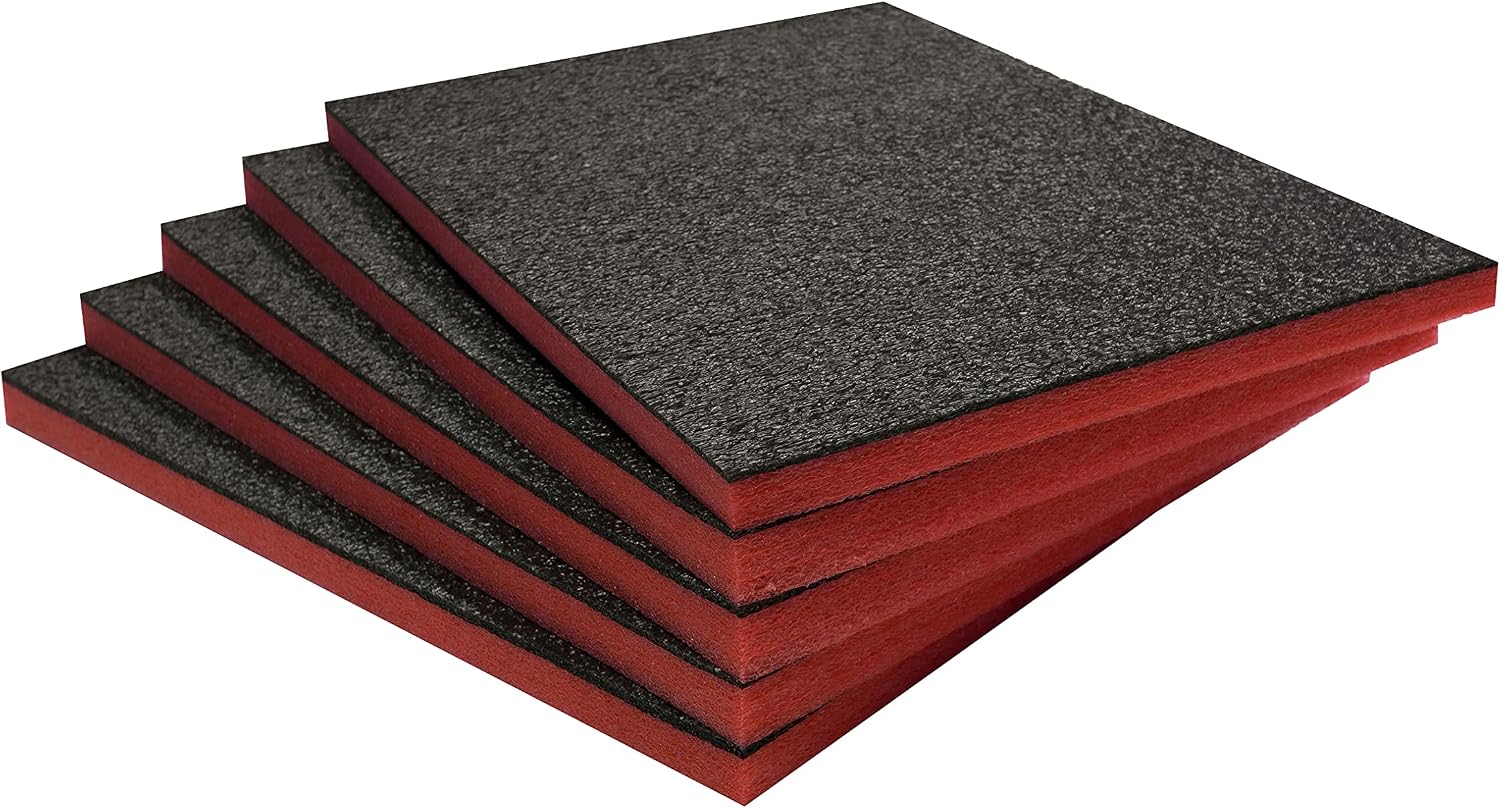 Shadow Foam Value Pack 5pcs – Foam Inserts for Tool Box Organisation – 600mm x 420mm - DIY Cut & Peel Sheets for Toolboxes, Tool Chests & Flight Cases – Lean, 5S (Red, 30mm Depth)