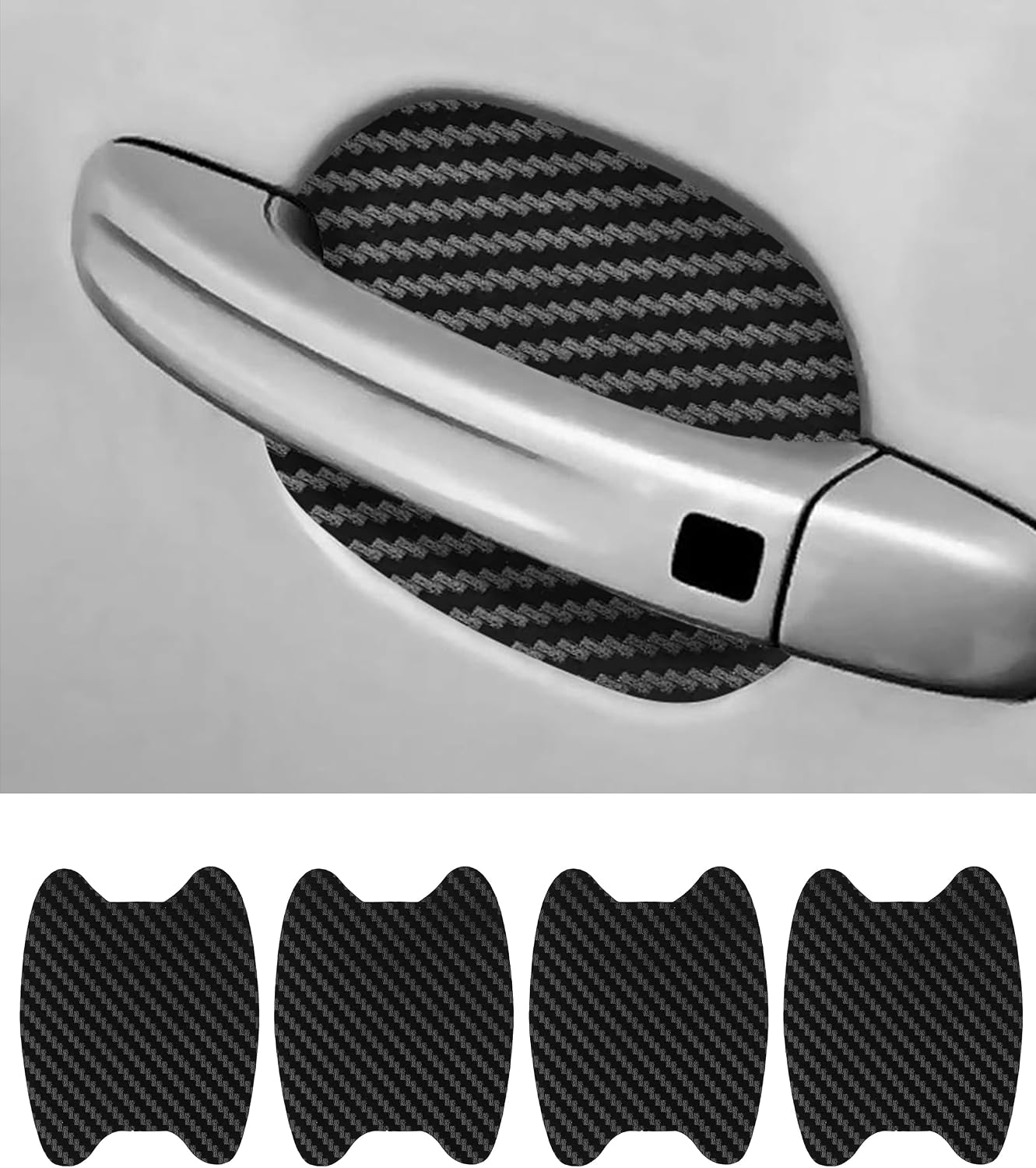 Flaconi 4PCS Car Door Protector,Car Door Handle Protector,Car Door Handle Sticker,Car Door Handle Scratch Protector,Car Door Handle Cup Protector,Universal for Most Vehicles(Black)