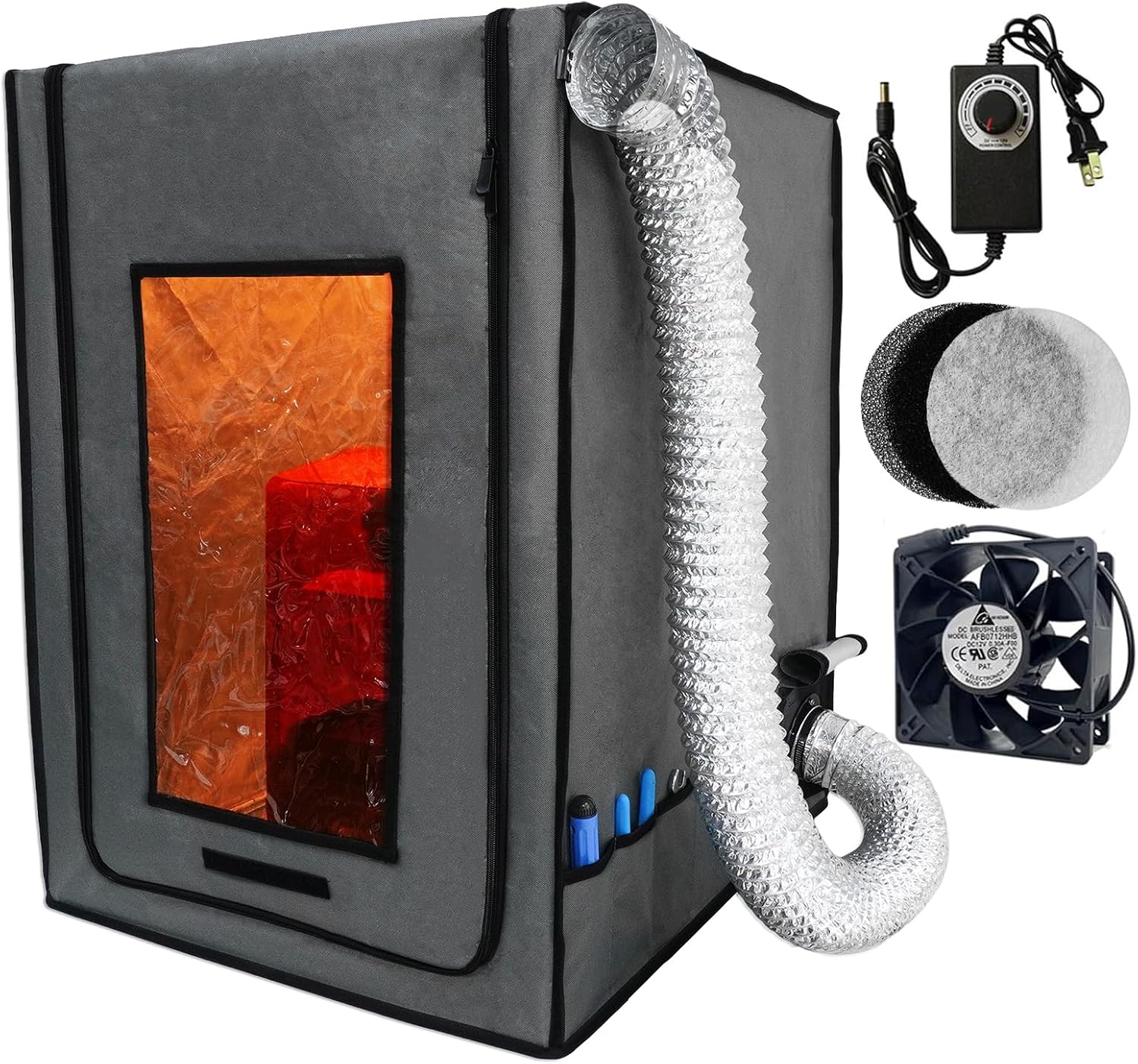 Resin 3D Printer Enclosure with Ventilation Filter and 12V 5000RPM Fan Speed Control Fume Extraction, Dustproof Tent for Ender 3 Pro/V2/Ender3 S1/Neo