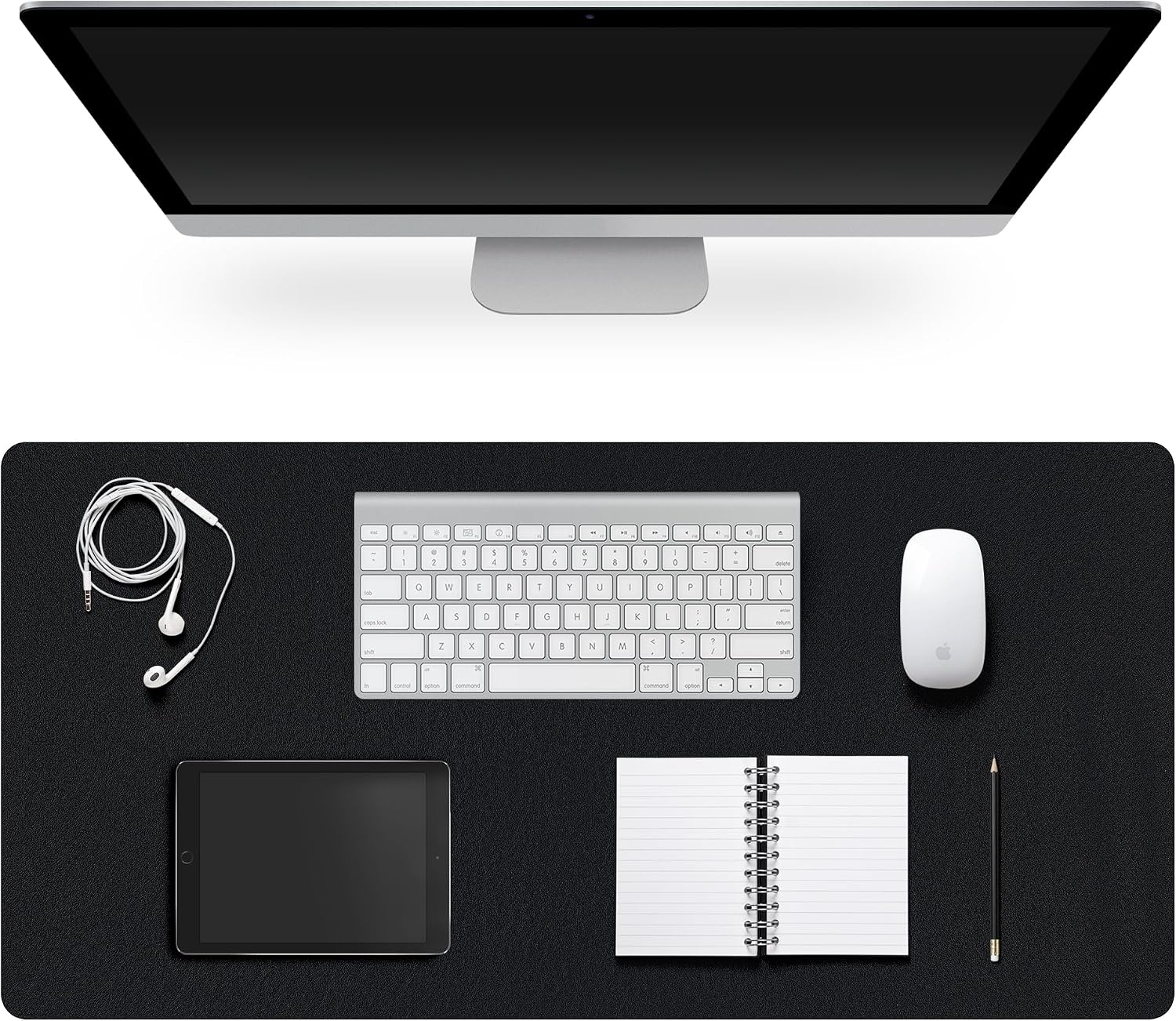 Leather Desk Pad Protector,Non-Slip Desk Pad(Blacke, 47.2" x 17")