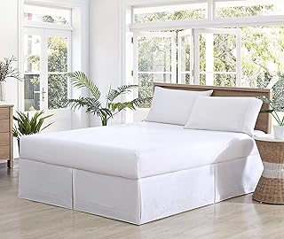 Tommy Bahama - Queen Bedskirt, Soft Cotton Bedding, Stylish Bedding Set (Solid Pleated White, Queen)
