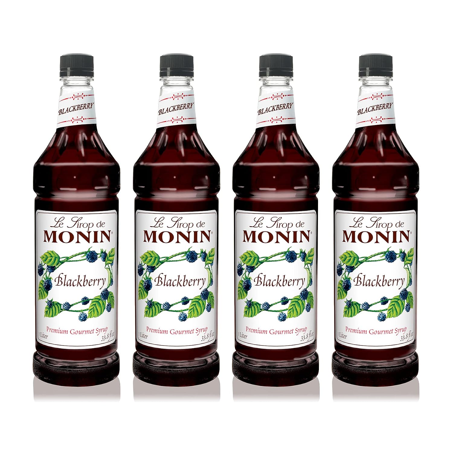 Monin - Blackberry Syrup, Soft and Succulent, Great for Cocktails, Lemonades, and Sodas, Gluten-Free, Non-GMO (1 Liter, 4-Pack)
