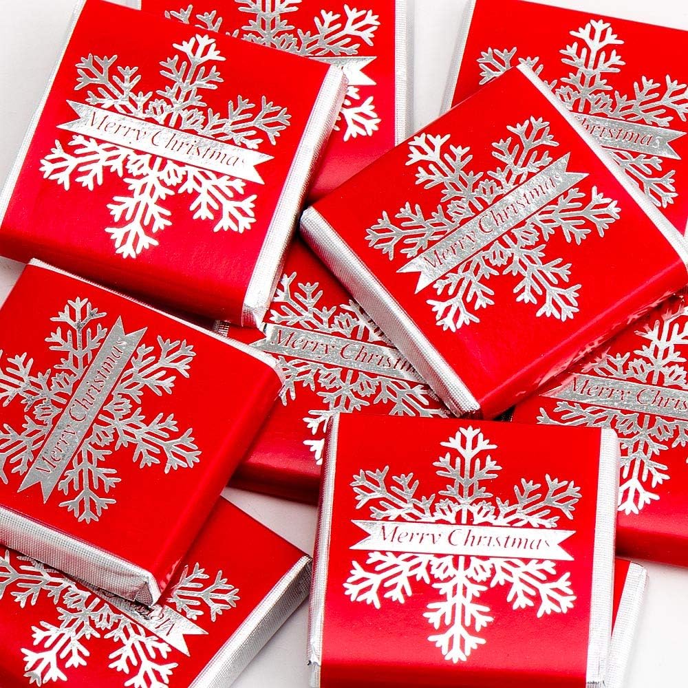 Italian Options Snowflake Merry Christmas Chocolate Neapolitans Red and Silver (100 Chocolates)
