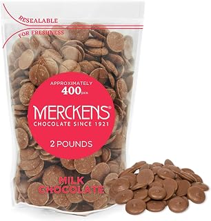 KIDU Milk 2 Pound Merckens Chocolate Melts - Melting Chocolate Candy Melts - Milk Chocolate Melting Wafers 32 Ounces Bulk Perfect For Dipping, Cake Pops, Deserts, Baking And More - Chocolate Chips For Chocolate Fountain - Resealable Bag for Freshness