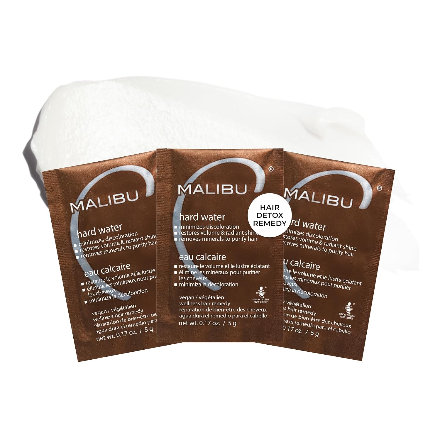 Malibu C Hard Water Hair Remedy - Chelating Treatment Packets for Mineral Buildup & Scalp Detox - Removes Deposits, Prevents Discoloration, Restores Shine - Vegan Hair Care Products, 3 Packets