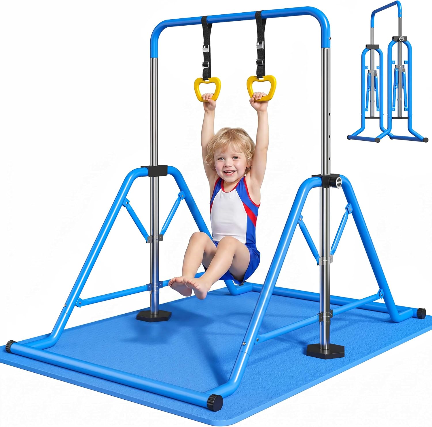 Expandable Gymnastics Bars 45''-61'' with Side Support Bars for Kids