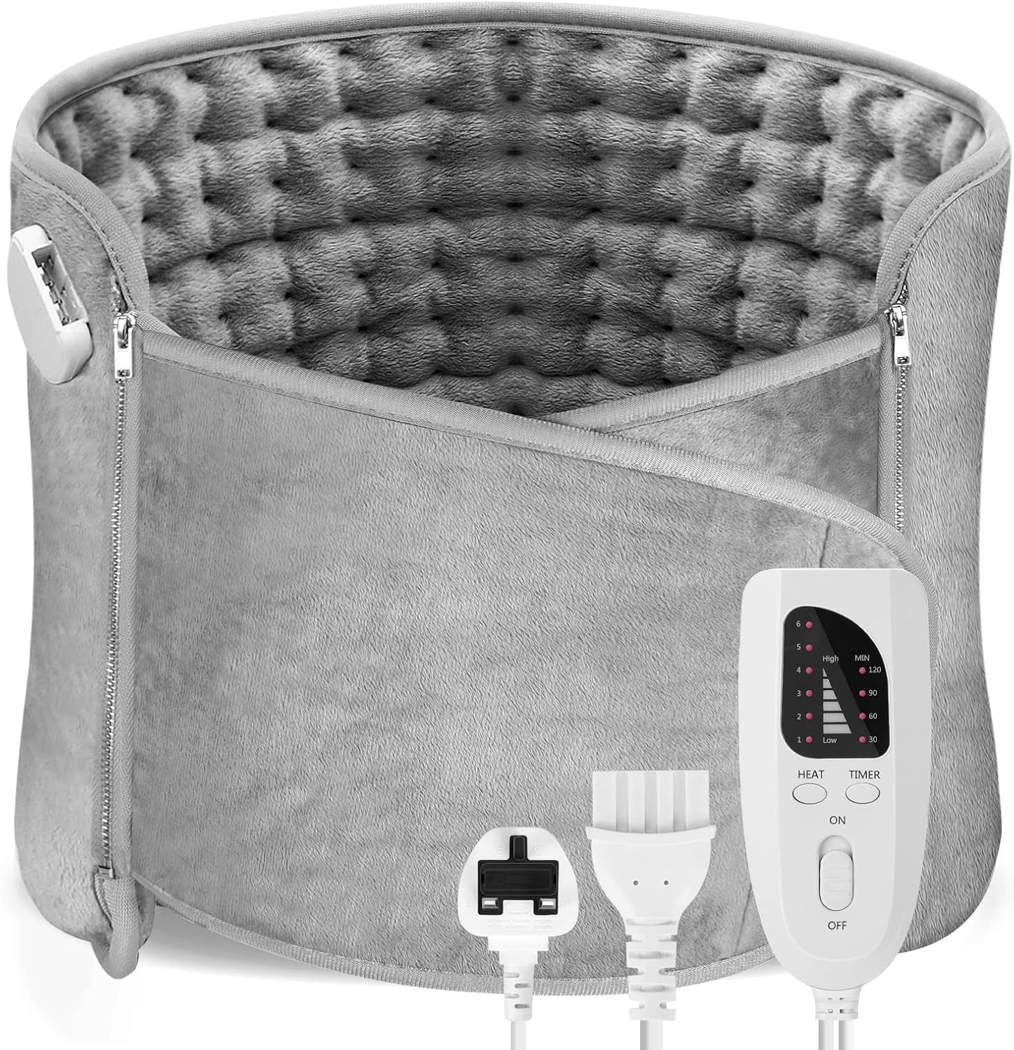 Heat Pads for Back Pain Relief, Aisutha Soft Heating Pad with Auto Shut Off and 6 Heat Level Settings, Detachable Heat Pad with Zipper Hook and Loop Fastener, Machine Washable, 12" x 48"