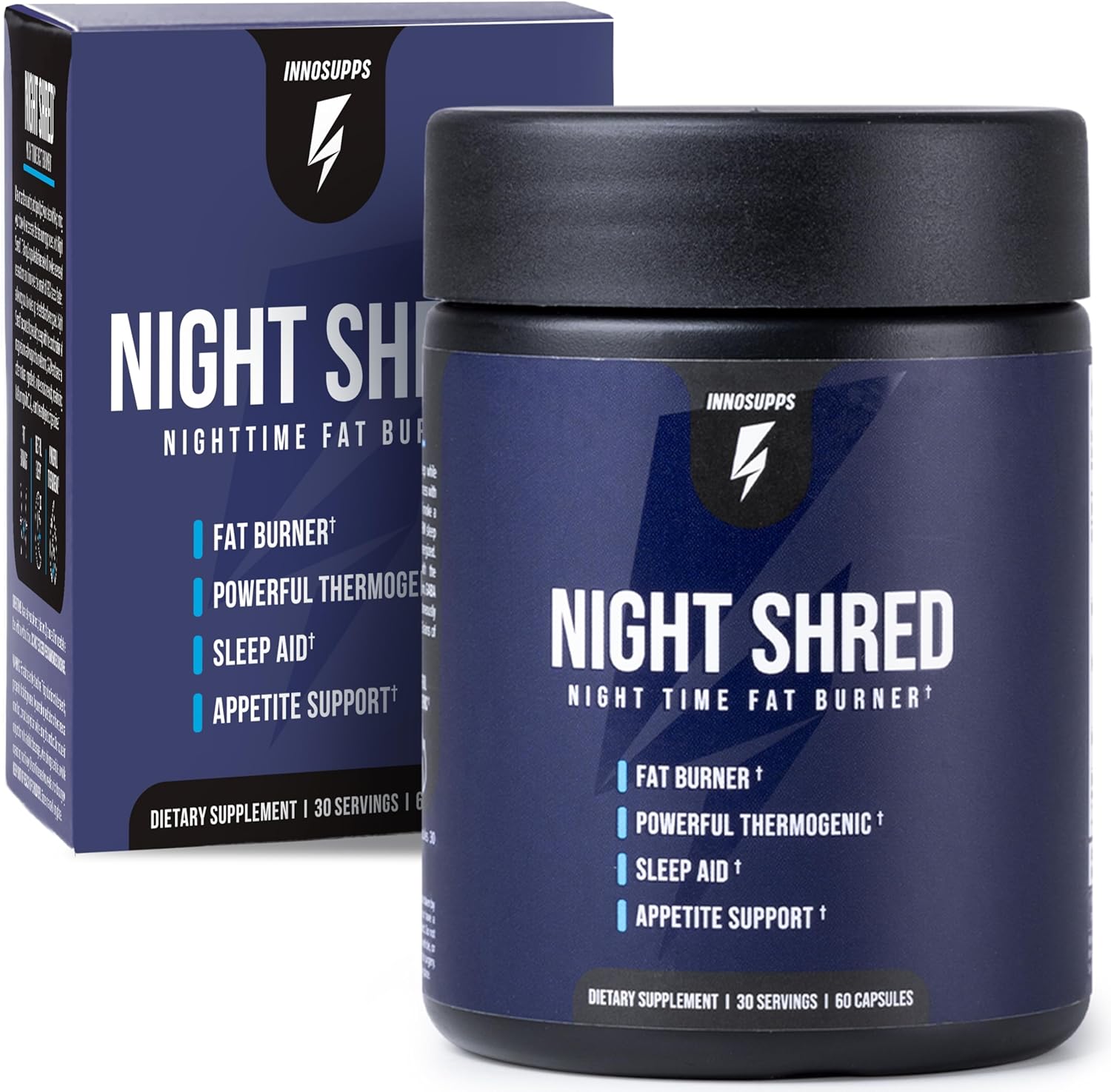 InnoSupps Night Shred - Night Time Fat Burner, Weight Loss, and Natural Sleep Support Ashwagandha, 5-HTP, CLA, Melatonin Appetite Suppressant Fat Burning 60 Vegetarian Capsule / 30 Day Supply