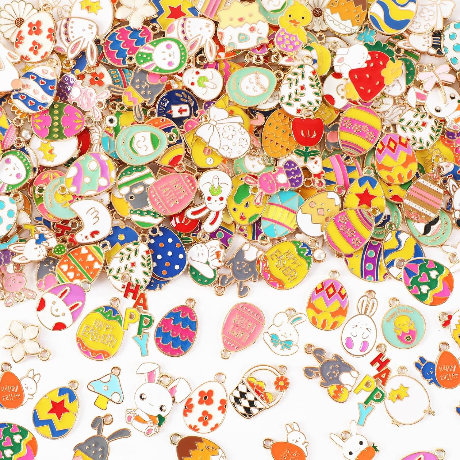 SANNIX 350Pcs Easter Charms, Easter Charms for Jewelry Making Bulk