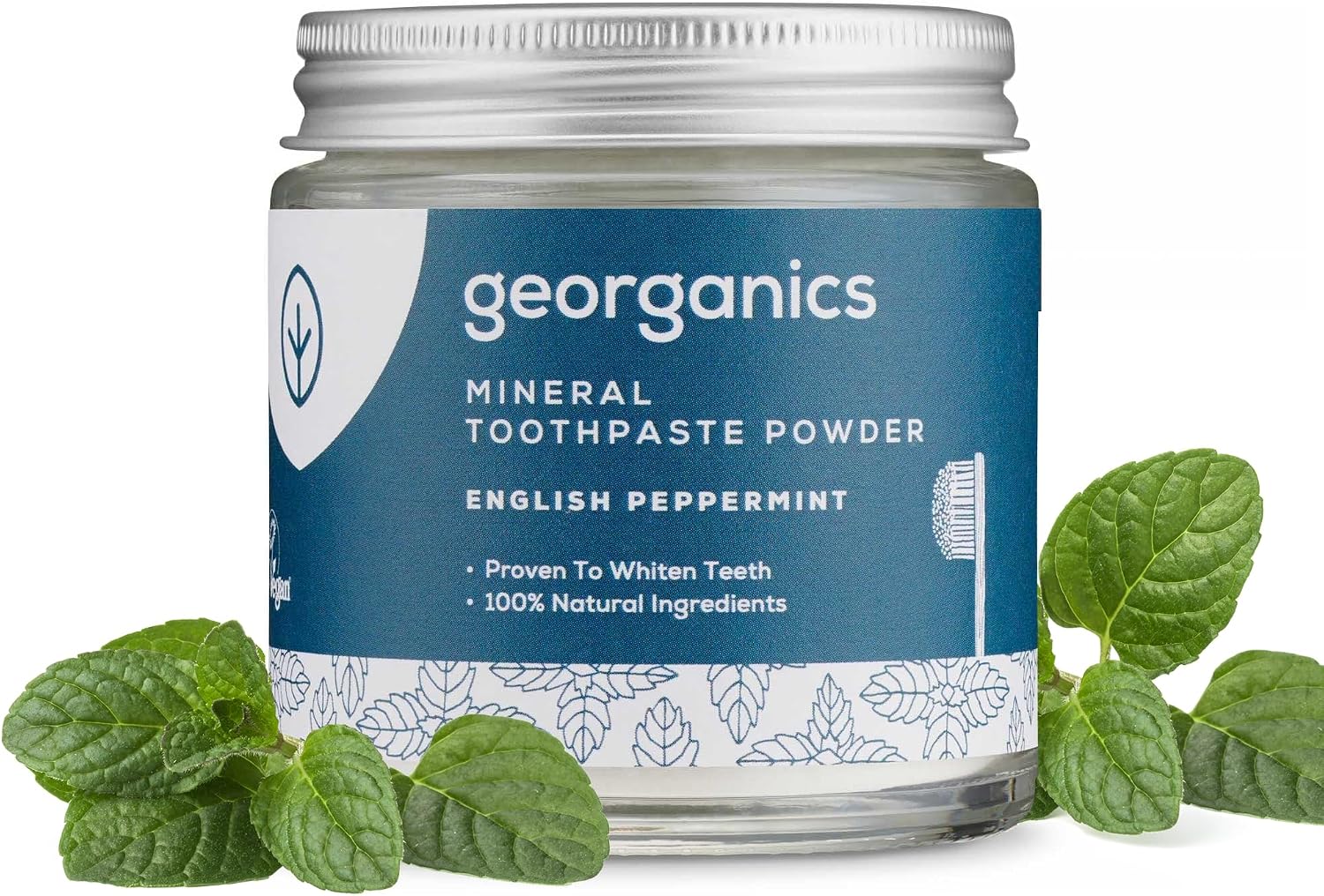 Georganics Mineral Toothpaste – Peppermnt - Non-Foaming Toothpaste | 4.2 oz Powder - With Coconut Oil to Support Gum Health - Whitening - Stain Removing - Made in the UK