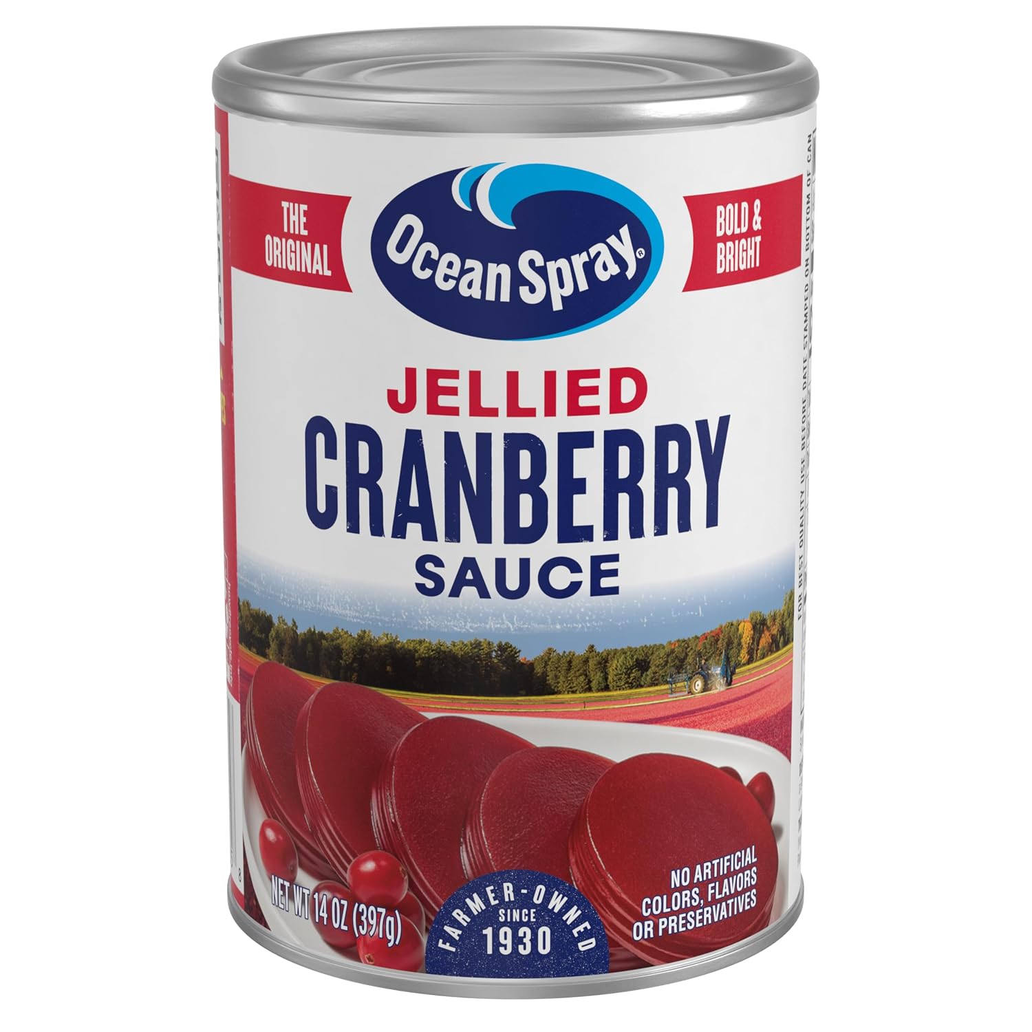 Ocean Spray Jellied Cranberry Sauce, Canned Side Dish, 14 Oz Can (Pack of 1)