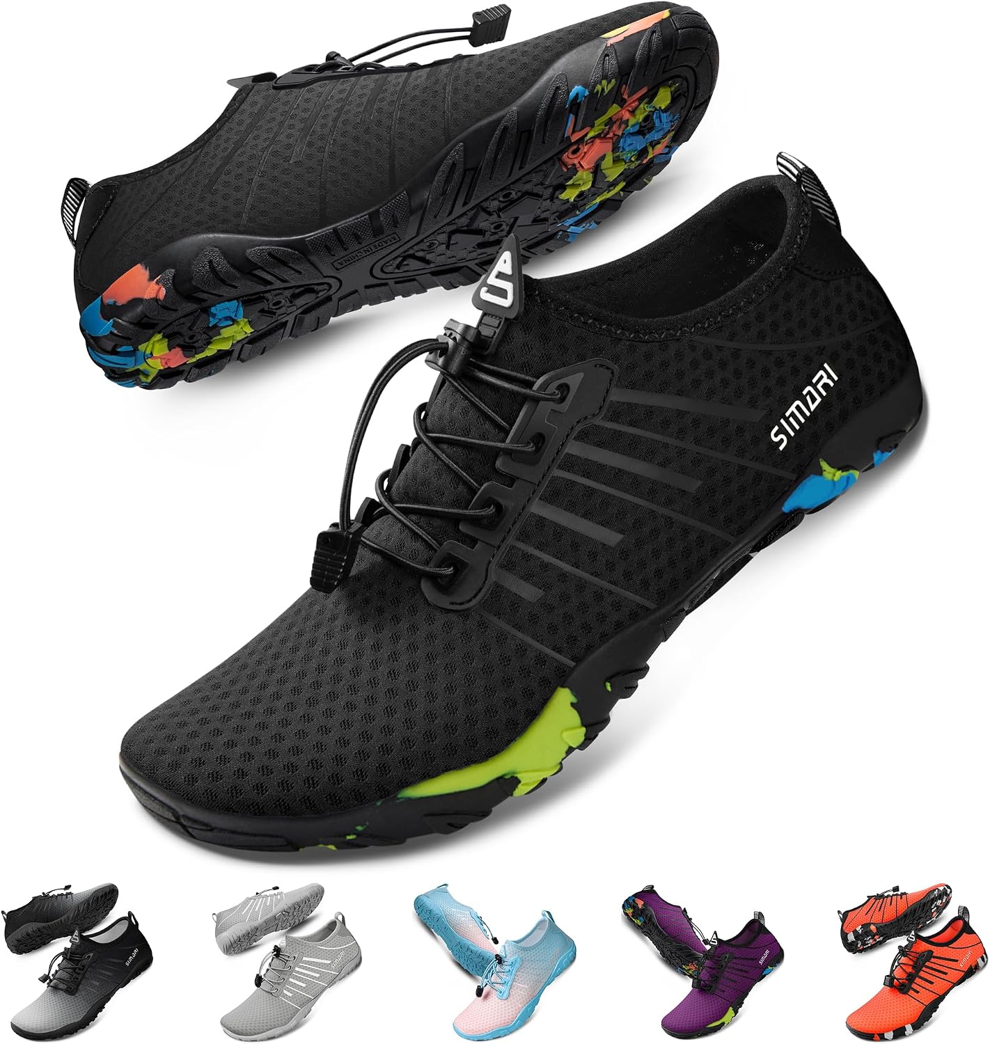 SIMARI Water Shoes for Women Men - Barefoot Quick-Dry Aqua Socks | Lightweight Swim Shoes for Surfing, Swimming, Beach Sports, Kayaking, Diving | Non-Slip Design