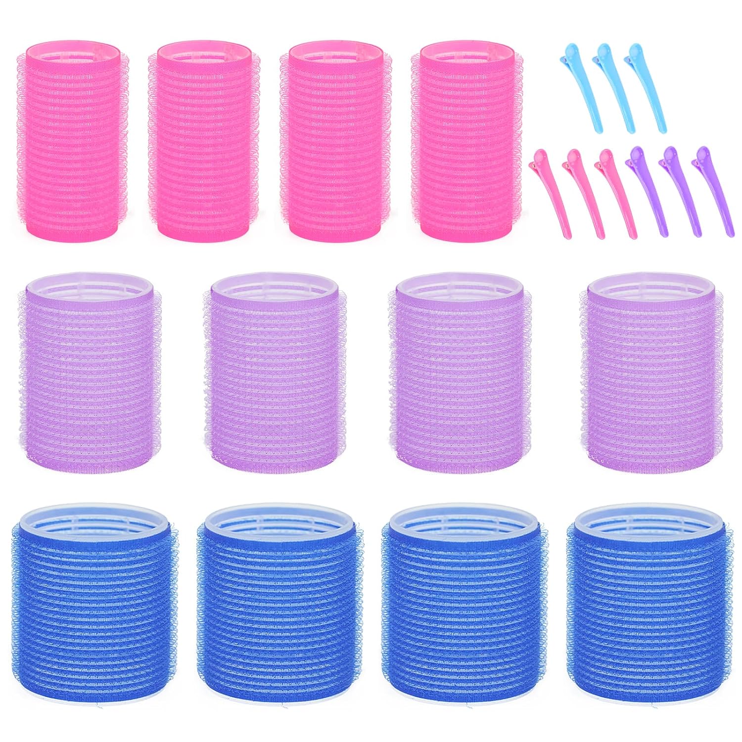 Hair Rollers for Blowout Look Long Hair, 21 PCS Self Grip Hair Rollers for Long Medium Short Hair Styling Curling Tools DIY Hair Curlers to Sleep In