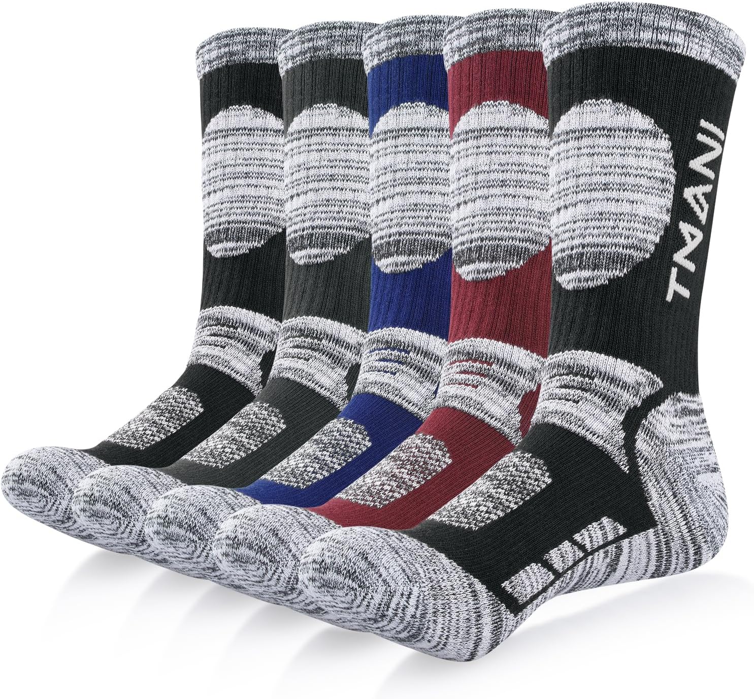 RUIXUE Mens Thermal Socks Thick Warm Winter Socks, Breathable Walking Crew Sock Outdoor Multi Performance Sock for Hiking Trekking Running (5 Pairs/6 Pairs)