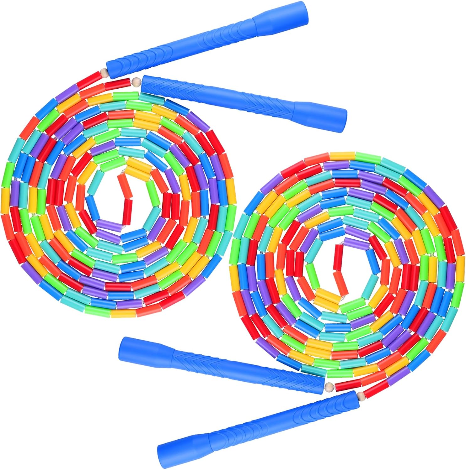 16.5FT Double Dutch Jump Ropes for Adults Kids, Rainbw Long Jump Rope, Beaded Jump Rope for Fitness, Segmented Skipping Ropes for Exercise Training, Tangle-Free