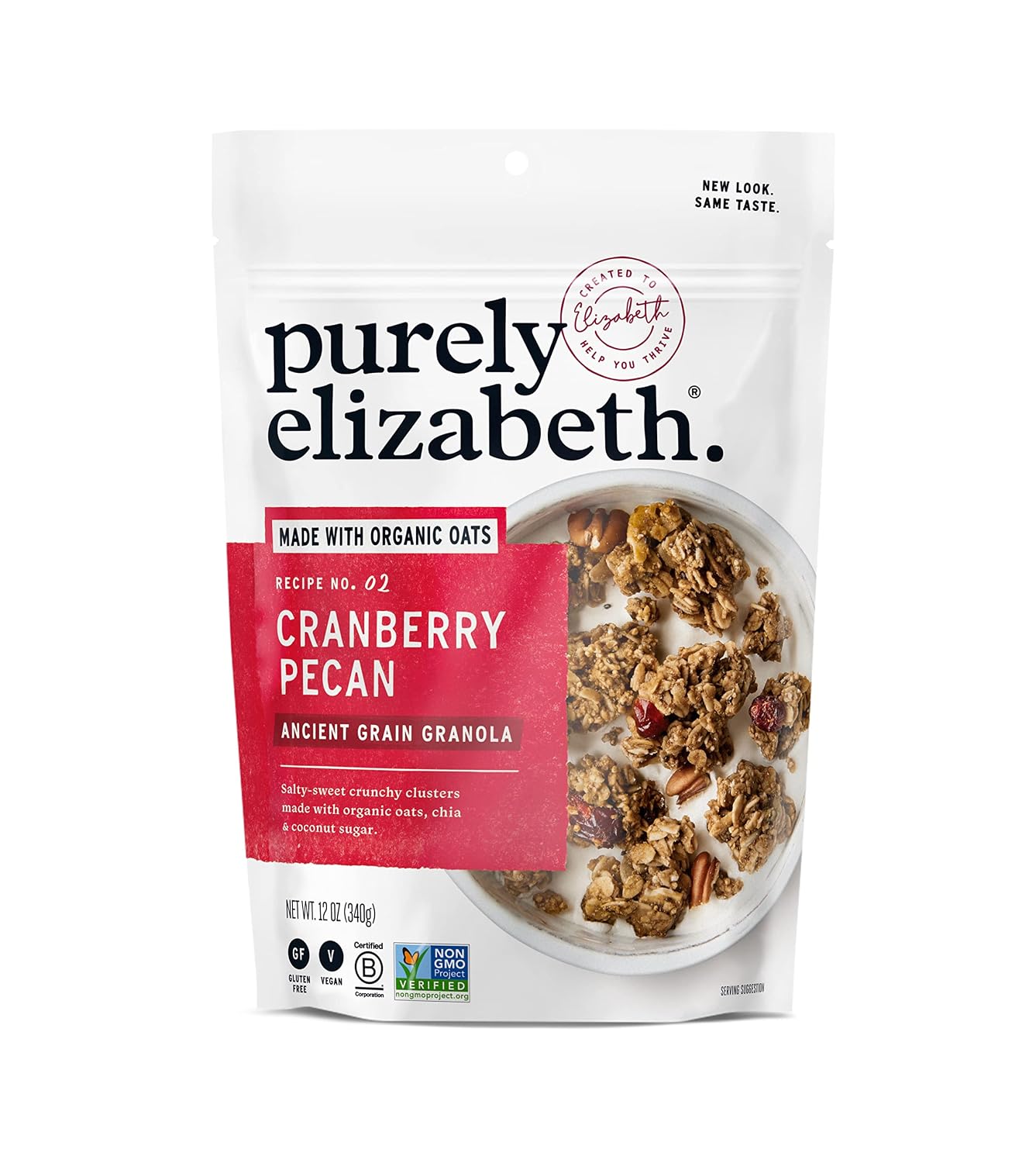 Purely Elizabeth Ancient Grain Granola, Certified Gluten-free, Vegan & Non-GMO | Coconut Sugar | Delicious Healthy Snack | Cranberry Pecan | 12oz