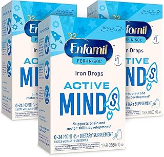 Enfamil Fer-In-Sol Iron Supplement Drops for Infants & Toddlers, Supports Brain Development, 50 mL Dropper Bottle, Pack of 3