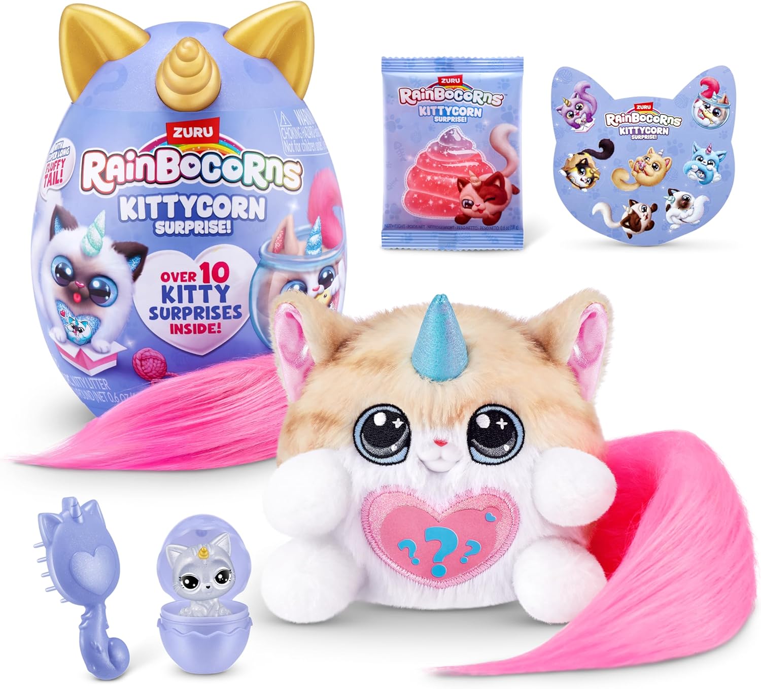 Kittycorn Surprise Series 3 (Norwegian Forest Cat) by ZURU, Plush Toy, Collectible Plush Stuffed Animal, Slime, Surprise Eggs for Girls