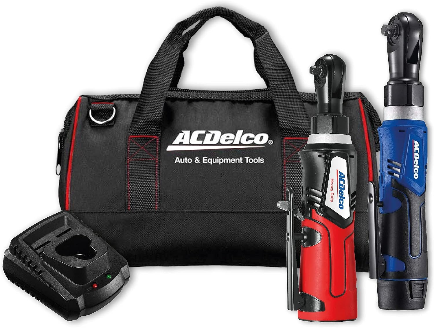 ACDelco ARW1209-K9 G12 Lithium-Ion 12V (10.8V) Electric 3/8" & 1/4" Cordless Ratchet Wrench Power Tool Combo Kit | Tool Set Includes x1 Battery Pack, Charger & Canvas Bag