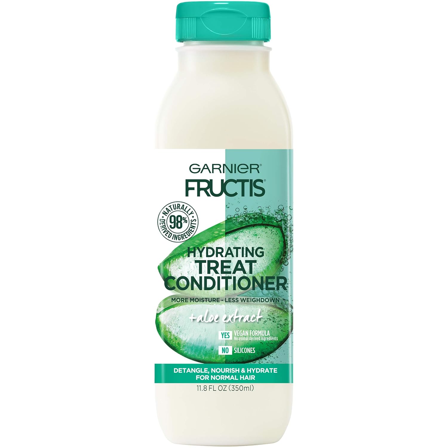 Garnier Fructis Hydrating Treat Conditioner, 98 Percent Naturally Derived Ingredients, Aloe, Hydrate for Normal Hair, 11.8 fl. oz.