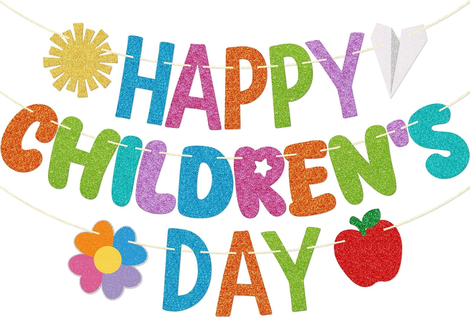 Little Man Happy Children' s Day Banner, National Children' s Day Decorations, Child' s Day Party Supplies, Colorful Glitter