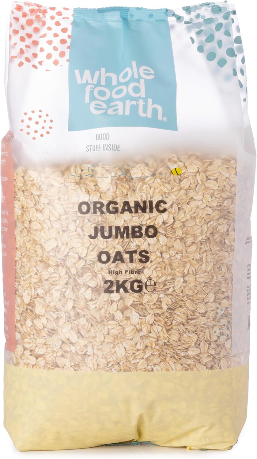 Wholefood Earth Organic Jumbo Oats – 2 kg | Vegan | GMO Free | High Fibre | Certified Organic