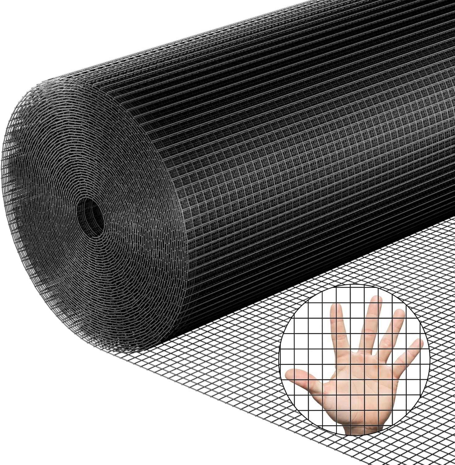 Hardware Cloth 1/2 inch 36 x 50 ft Heavy Duty Black Chicken Wire Fencing 19 Gauge Vinyl Coated Welded Wire Mesh Roll PVC Hardware Cloth Chicken Wire Fencing Garden Fence Tree Guard