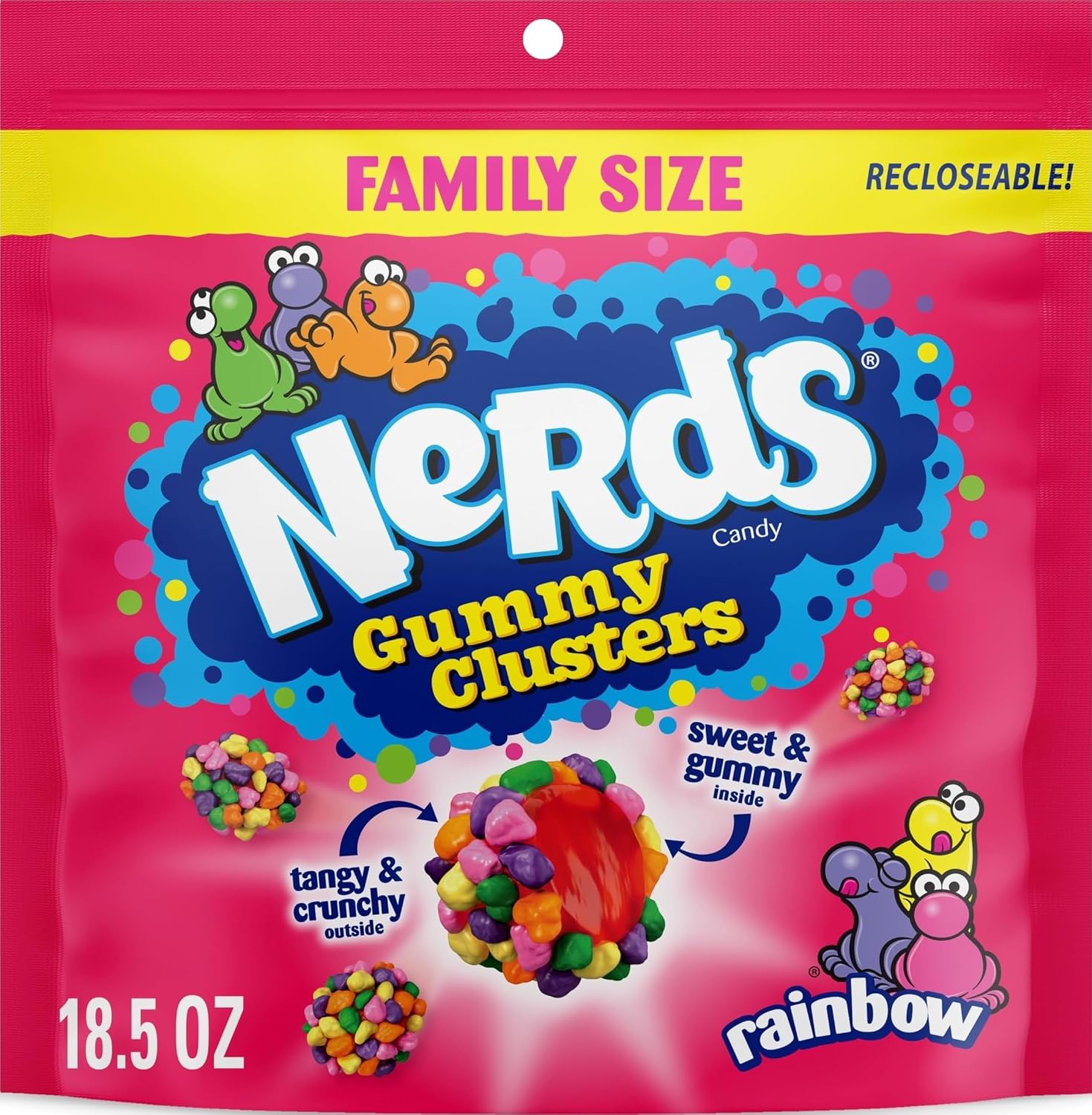 NERDS Gummy Clusters Rainbow Candy, Crunchy & Gummy, 18.5 oz