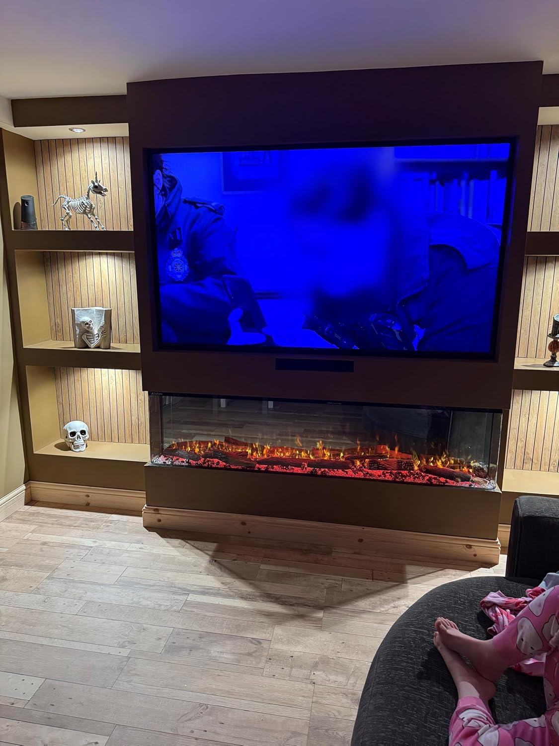 2025 TruFlame PREMIUM 72inch wide Media Wall 3 sided Built in Fireplace