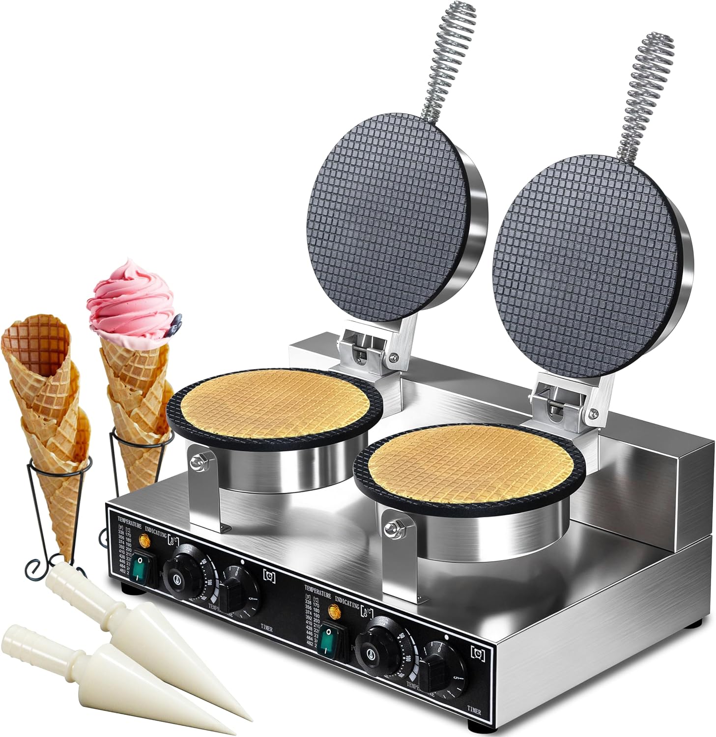 2600W 110V Commercial Waffle Cone Maker,Egg Roll Maker,Ice Cream Cone Maker