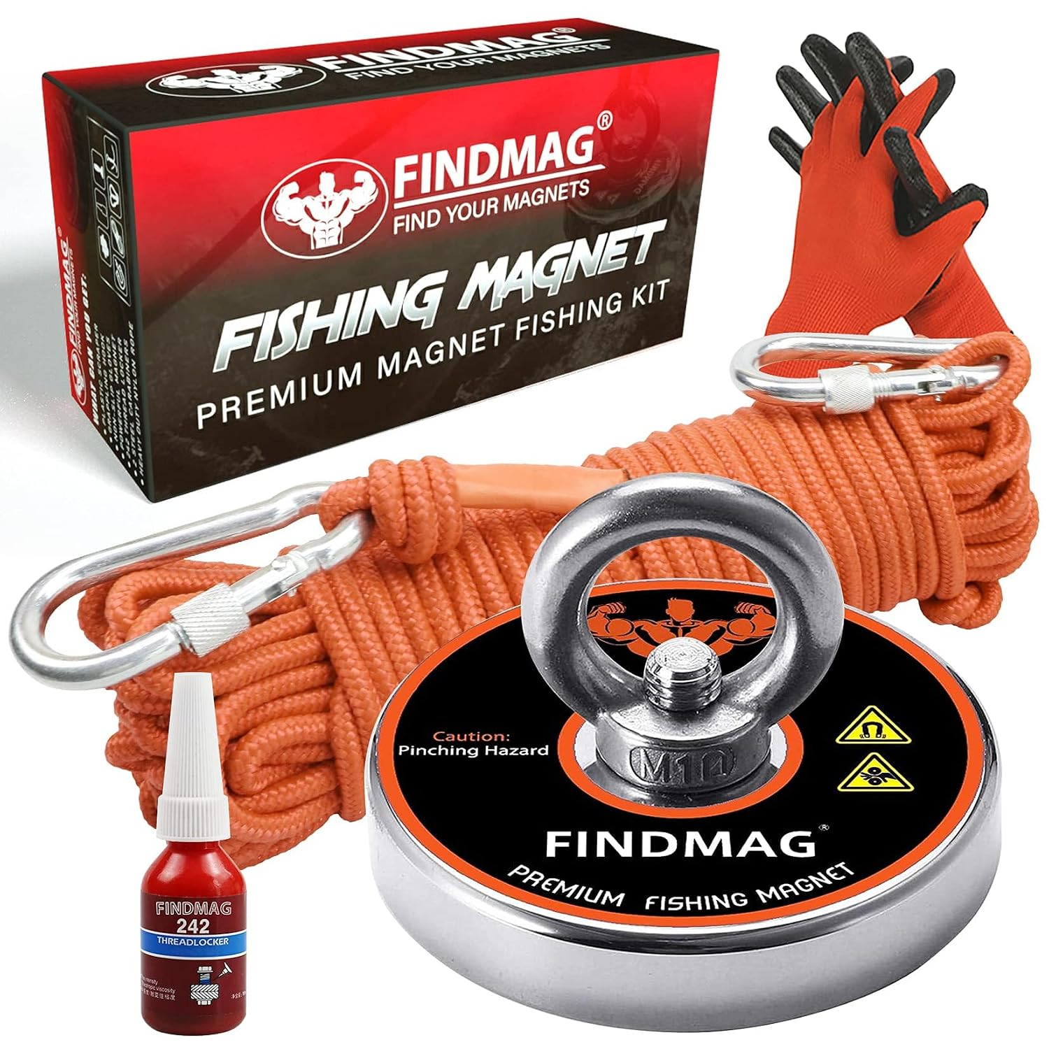 FINDMAG 800 LBS Magnet Fishing, 2.95 Inch Neodymium Fishing Magnet Kit