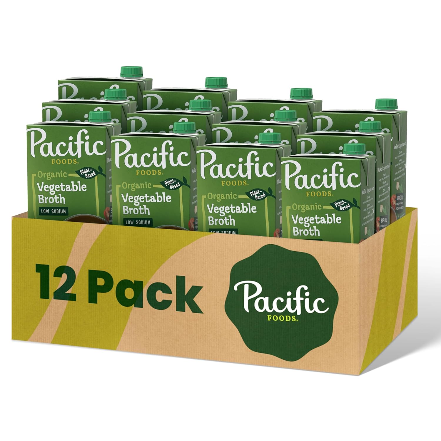 Pacific Foods Low Sodium Organic Vegetable Broth, 32 oz Carton (Case of 12)