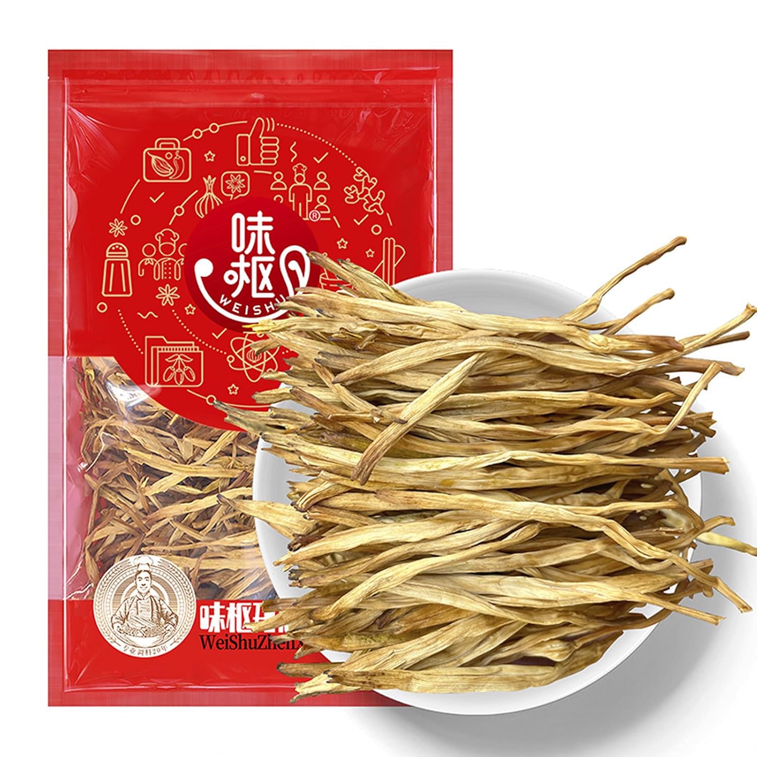 GCYYSIQS Dried Lily Flowers,250g/8.8oz,Golden Needles Vegetables,Dried Huang Hua Vegetables for Hot & Sour Soup Cold Salad黄花菜干 (Dried Lily Flowers)