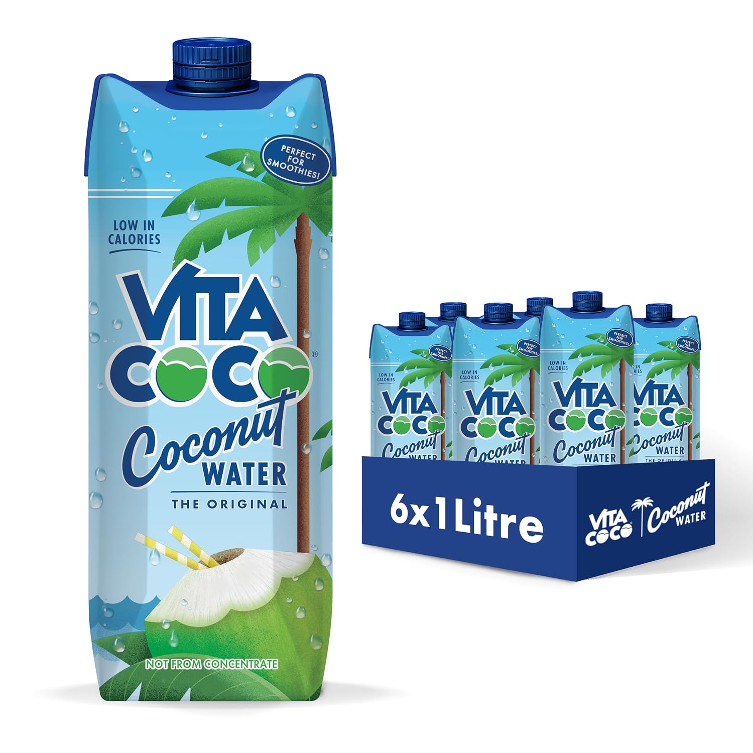 Vita Coco Coconut Water, Original, 33.8 Oz (Pack of 6)