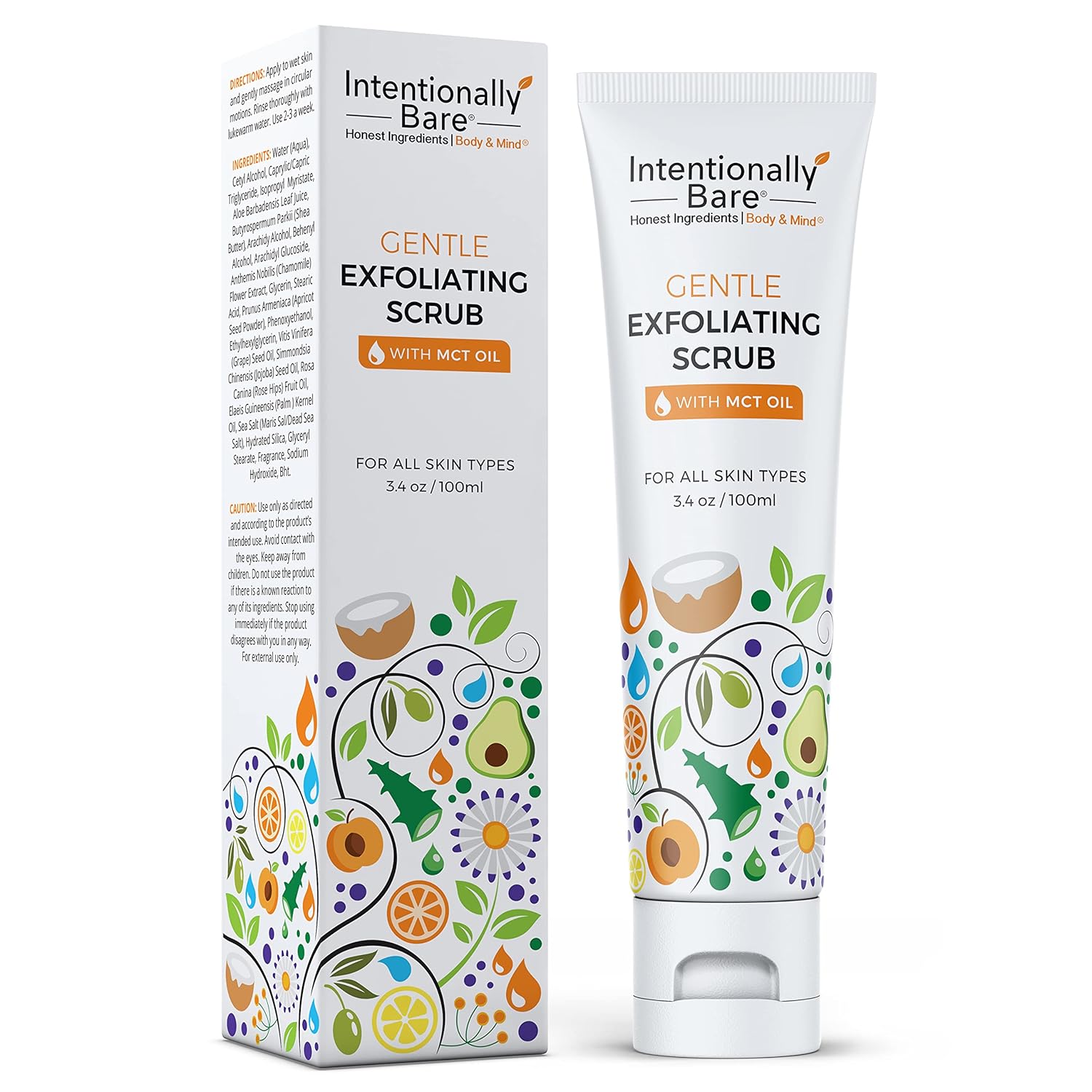 Intentionally Bare Gentle Face Scrub - Pro-Aging Facial Scrub with MCT Oil - Face Exfoliator Scrub for Women Dry Skin - Exfoliating Glow for Women - Facial Wash Exfoliator for All Skin Types - 3.4oz