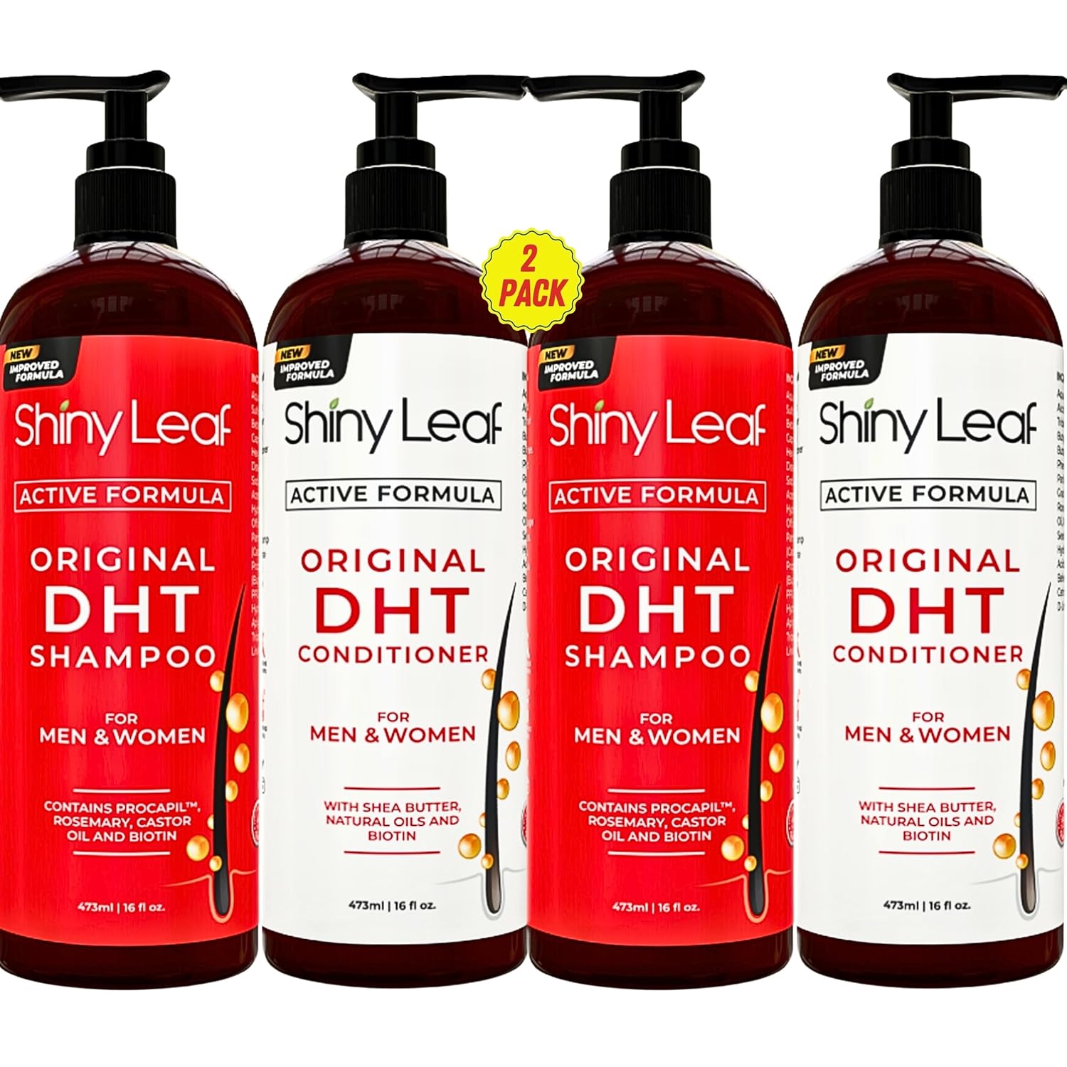 DHT Blocker Shampoo and Conditioner for Hair Loss With Biotin For Men, Women, Anti-Hair Loss Treatment, Rosemary Leaf Oil and Asparagus Extracts, for Thinning Hair (Shampoo and Conditioner)